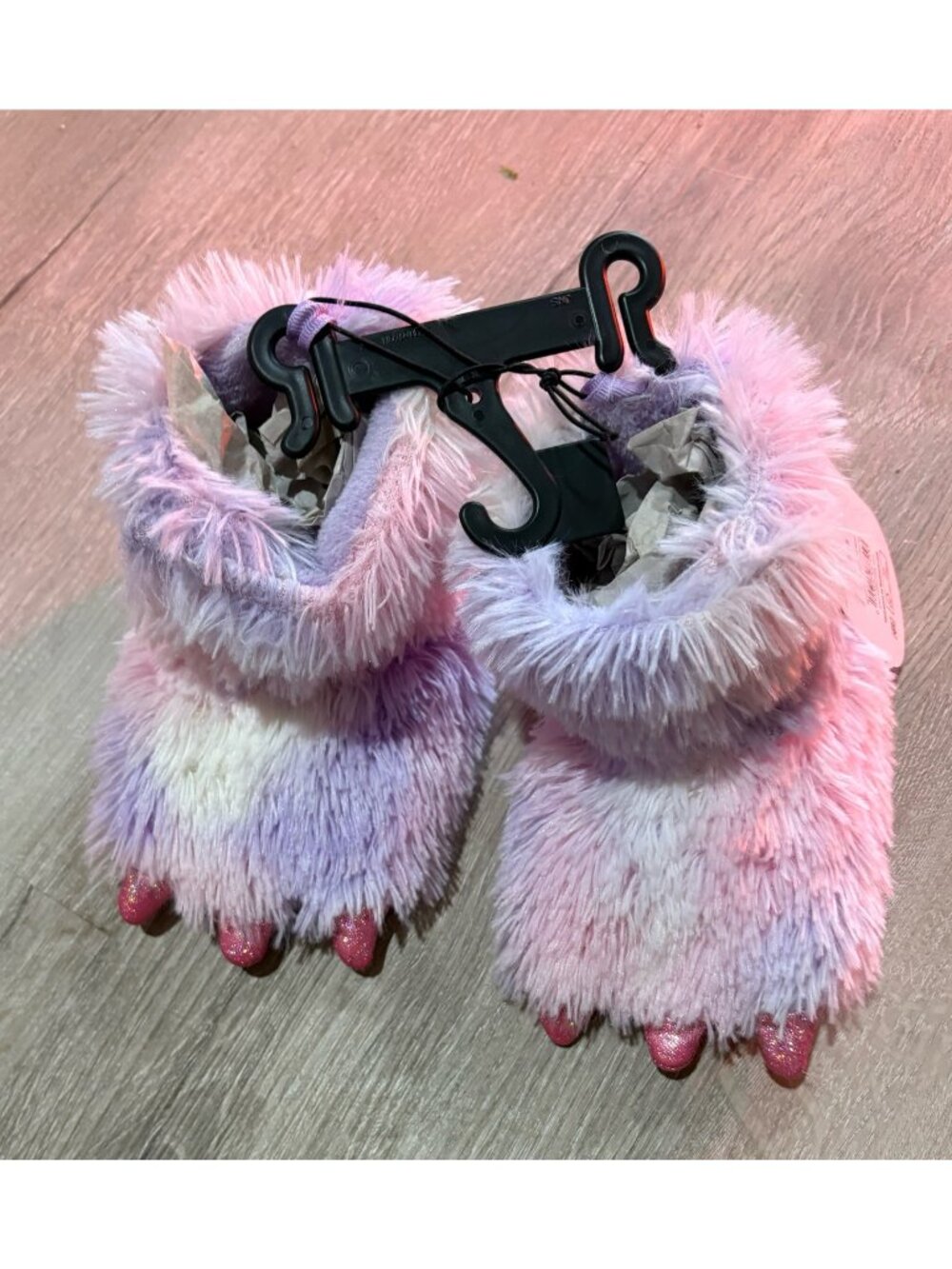 Monster rainbow multicolor booties slippers kids size 5-6